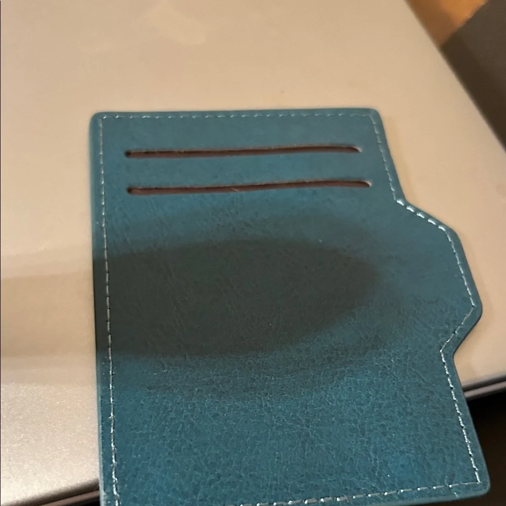 Teal Leather Wallet with Keychain